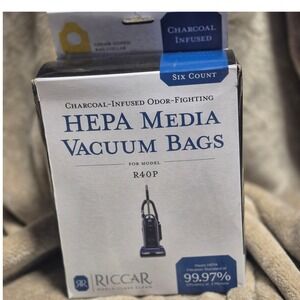 Riccar RPHC-6 HEPA Media Vacuum Bags Charcoal Odor Fighting 6 Pack Replacement